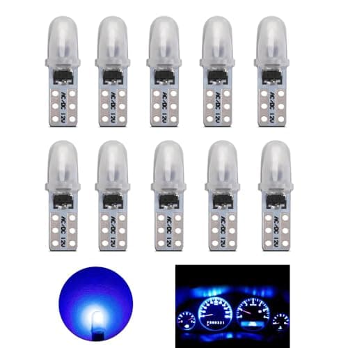 Image of YOUNLEN T5 LED Bulbs, 2721 27 37 286 PC74 LED Bulb, for Car Interior Light Dashboard Auto Instrument Lamp Replacement, 12V 0.6W 40LM 3014 Chips, Pack of 10（Blue）