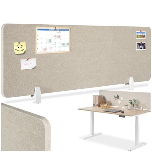 Image of tectake® Desk Divider - Sound-Absorbing PET Plastic Core with Durable Cover, Recess for Cable Management, Rounded Edges, Easy Installation - 130x40cm Privacy Screen for Office, School & Home - Beige
