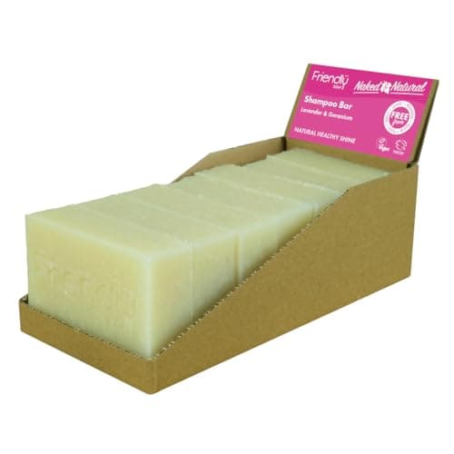Image of Friendly Soap - Naked & Natural Lavender & Geranium Shampoo Bar (7 x 95g), Nourishing, Moisturising, Healthy Shine, Plant-Based, Cruelty-Free, Made By Hand, No SLS or Parabens, Sustainable, Recyclable