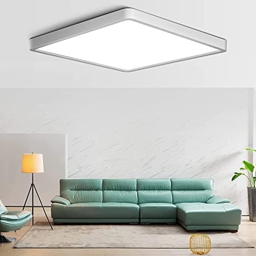 Image of 12in/30cm 24W Square LED Flush Mount Ceiling Light, 5000K Daylight White Bathroom Light, 3200LM, White Flat Ceiling Lights, 240W Equivalent Ceiling Lamp for Closets, Kitchens, Hallway, Bedrooms, etc.