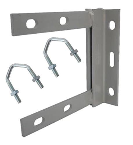 Image of Auline 6" x 6" Painted Wall TV Aerial Mast Pole Mounting Bracket with 2 x V Bolts