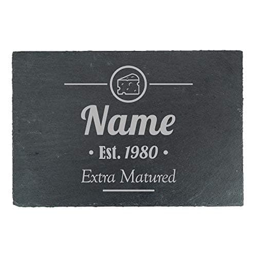 Image of Personalised Engraved Rectangular Slate Cheeseboard with Extra Matured Design, Personalise with Any Name and Year, Perfect for Any Cheese Lover for Any Occasion