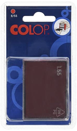 Image of Colop Rectangular Plastic Ink Refill Pads with Hinge Lid, 2 Count, Red, 8.3 x 2.4 x 14.0 cm