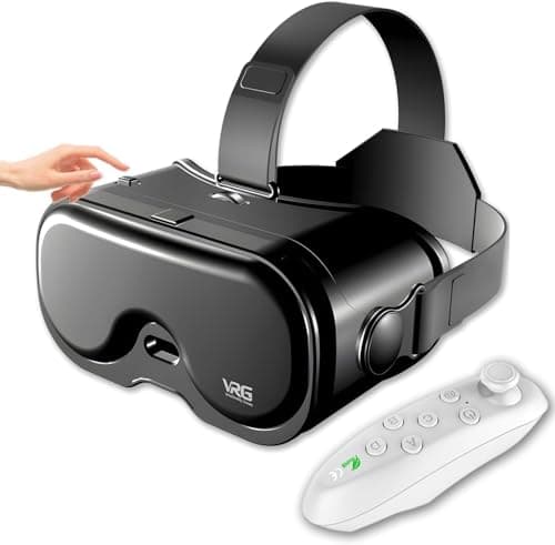 Image of Virtual Reality VR Smartphone Headset with Controller – Adjustable 3D Glasses (Myopia 0-700°) & Anti-Blue Light – Compatible with Android/iOS (5-7 Inches) – Gift Idea for Children and Adults – Black