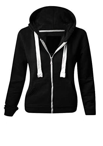 Image of H&F Girls Girl Boys Kids Unisex Plain Zip Up Full Sleeve 2 Pocket Fleece Hoodie Cardigan Top Size 2 3 4 5 6 7 8 9 10 11 12 13 Year ** 15 Colors ** Black