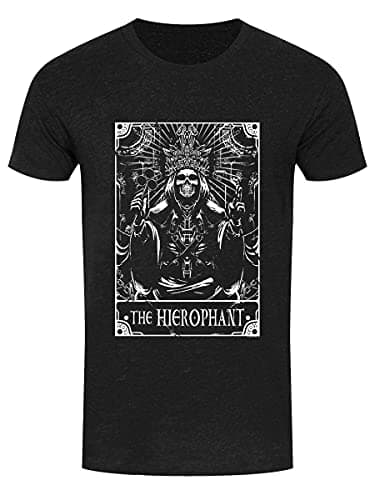 Image of Deadly Tarot Men's The Hierophant Heather Denim T-Shirt Black