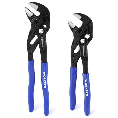 Image of WORKPRO 180 mm and 250 mm 2-Piece Adjustable Pliers Wrench Set, Adjustable Spanner, Water Pump Pliers, Self Adjusting Jaw Pliers Max Jaw Capacity 40 mm / 50 mm, Dual Handle for Labor Saving