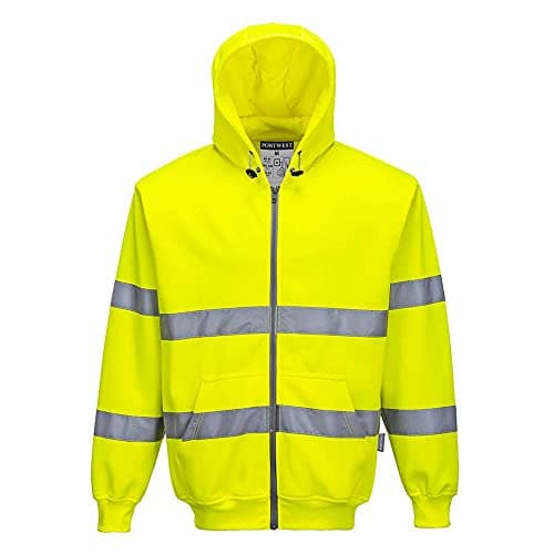 Image of Portwest Hi-Vis Zip Front Hoodie, Size: L, Colour: Yellow, B305YERL