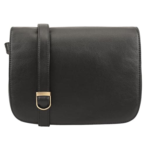 Image of Lloyd Baker LONDON Genuine Leather Soft Crossbody Bag with Adjustable Strap and Multiple Compartments | Nahan (Black)
