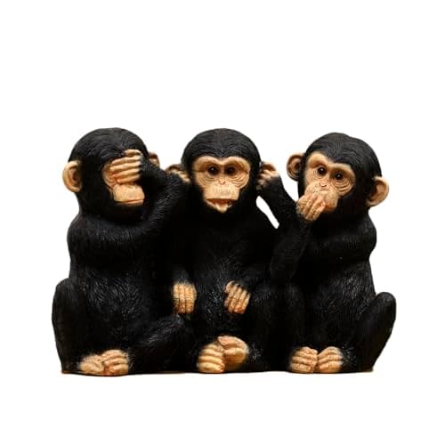 Image of Darthome Black Cheeky Monkeys See Hear Speak No Evil Resin Ornament, Home Decor, 24x16x10cm