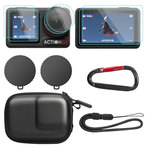 Image of SYMIK Small Carrying Case for DJI Osmo Action 5 Pro, Lens Screen Protectors for DJI Action 5 Pro, Silicone Lens Cap Portable Hard Mini Case Travel Bag for Osmo Action 5 Pro Accessories
