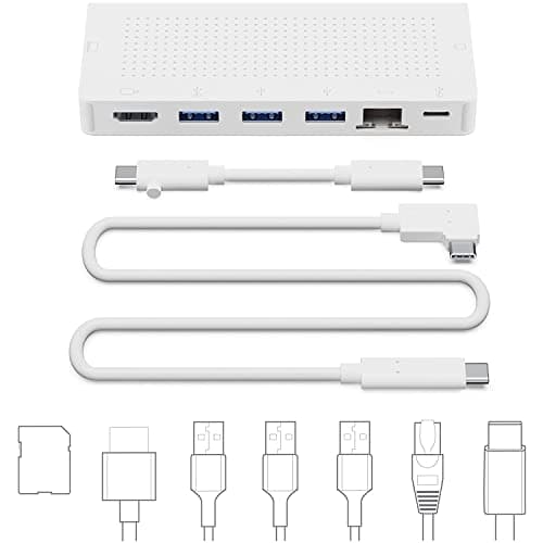 Image of Twelve South StayGo | USB-C Hub for Type C MacBooks, iMac M1, Laptops and iPad Pro with Included 1 Meter Desktop Cable + stowable Travel Cable for Home, Office & Travel (White)