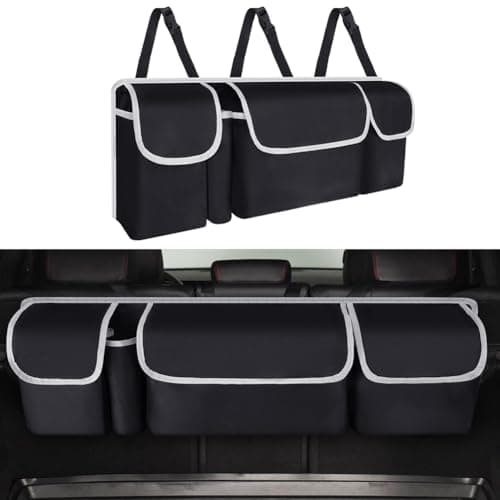 Image of URAQT Car Boot Organizer,Car Storage Organiser, Back Seat Storage Bags 3 Adjustable Straps Foldable Cars Trunk Grocery Organizer Bags, Cars Interior Accessories for SUV, Truck, Van, Lorry
