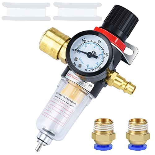 Image of Nutmanel 1/4" Air Pressure Regulator, Compressed Air Pressure Regulator, BSP Air Filter Regulator Compressor with German Quick Couplings, Air Compressor Accessories with Water Separator