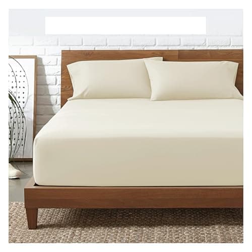 Image of funky gadgets 100% Egyptian Cotton king size fitted sheets Extra Deep Pocket Bedsheets- Cream fitted sheets king size Bedding Set no Pillow cases Shrinkage & Fade resistant Bed Sheets