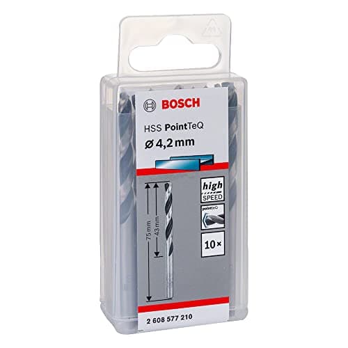 Image of Bosch Professional 10-piece PointTeQ HSS Twist Drill Bit (for Metal, 4.2 x 43 x 75 mm, Drill Driver Accessories)