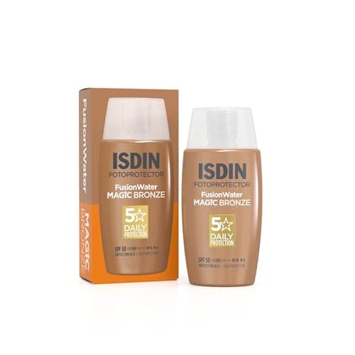 Image of ISDIN Fusion Water Color SPF 50 (Bronze) 50ml, Tinted daily facial sun cream, Ultra-light texture