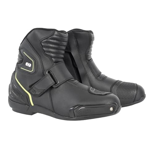 Image of Oxford Men's Omega Air Short Motorcycle Boots, Black/White/Yellow, UK 10 (EU 44)