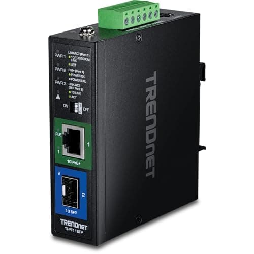 Image of TRENDnet Industrial SFP to Gigabit PoE+ Media Converter 40km (Black) V1.0R Black TI-PF11SFP