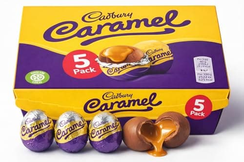 Image of 5 Pack Cadbury Easter Caramel Creme Egg Milk Chocolate Filled With Creamy Filling Chocolate, Cadburys Creme Eggs Caramel Eggs Easter Egg Hunt, Kids Easter Eggs Creme Egg 5 x 32g