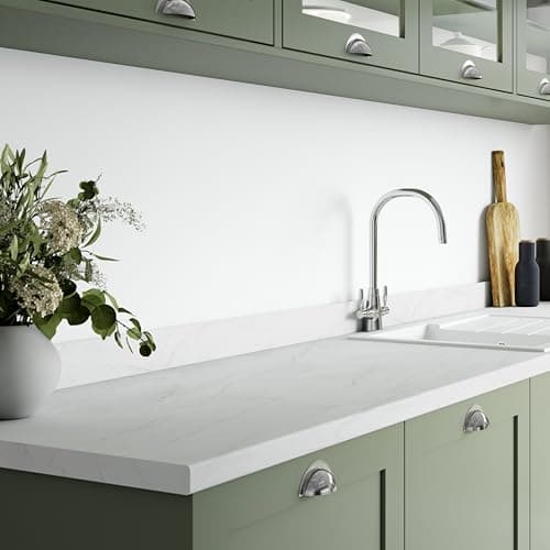 Image of Bushboard Wilsonart Marmo Paros Laminate Kitchen Upstand 3000 x 70 x 12mm, durable laminate surface, scratch resistant, moisture resistant finish, easy to clean, ideal for all kitchens