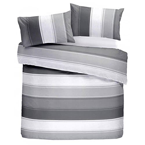 Image of Fusion Betley Stripe Reversible Duvet Cover Set, Grey, King FNYGY31P1U