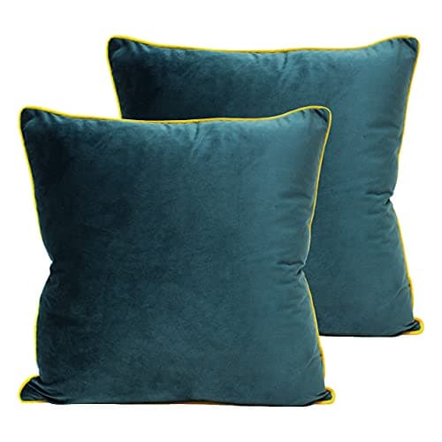 Image of Paoletti Meridian Twin Pack Polyester Filled Cushions, Teal/Cylon, 55 x 55cm