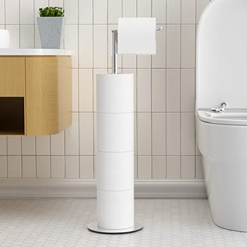 Image of Freestanding Toilet Roll Holders for Bathroom Toilet Roll Storage, Stainless Steel Toilet Roll Holder Stand with Drawing Finish, Simple and Practical Toilet Roll Storage Dispenser