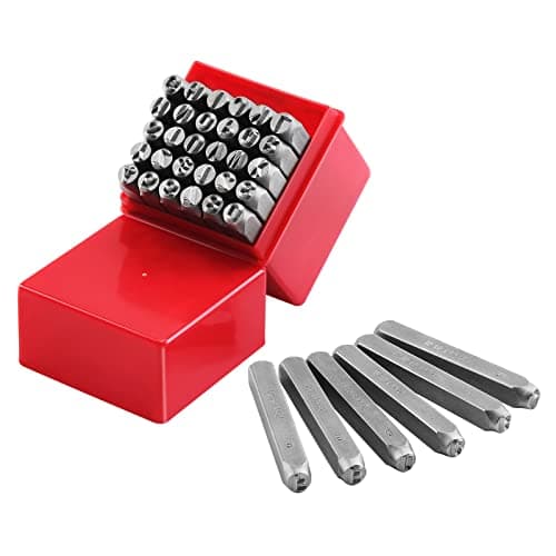 Image of Gueenky 36 Pcs Number and Letter Punch Set, 6mm Metal Stamping Tool Set, A-Z, 0-9, &, Letter Number and Symbols Stamp Punch for Stamping Metal Wood Plastic Leather
