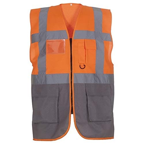 Image of Yoko Hi-Vis Premium Executive/Manager Waistcoat / Jacket (M) (Hi Vis Orange/Grey)