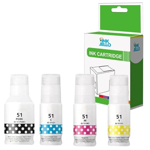 Image of InkJello Ink Bottle For Printer, Compatible With Canon Pixma G1520 G2520 G2560 G3520 G3560 G1560 GI-51 (Black, Cyan, Magenta, Yellow, 4-Pack)