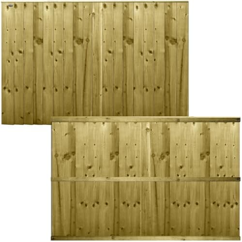 Image of Flat Top Feather Edge Fence Panel, 6ft x 4ft Semi-Braced Wooden Topper Extension | Heavy Duty Treated Closeboard Fencing, Ideal for Any Garden Perimeter (Wide: 182cm x High: 120cm)