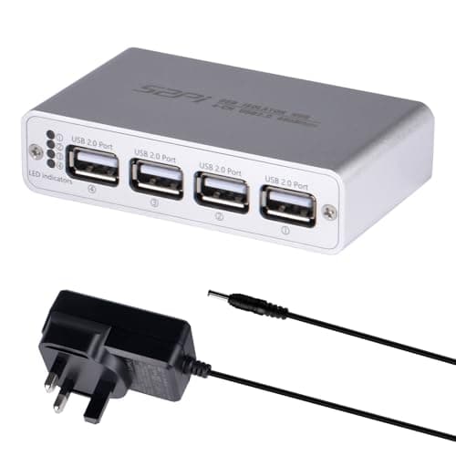 Image of GeeekPi USB Digital Isolation Hub, 4-Port USB 2.0, High-Speed 480Mbps, Industrial-Grade ADuM3165 Chip, 3.75kV RMS Protection, Bidirectional Data Transfer, 89mm x 50mm x 23mm