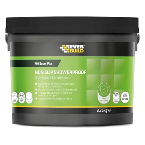 Image of Everbuild 701 Non Slip Tile Adhesive – Ready Mixed – Acrylic Based – Easy To Apply – High Strength – White – 3.75kg