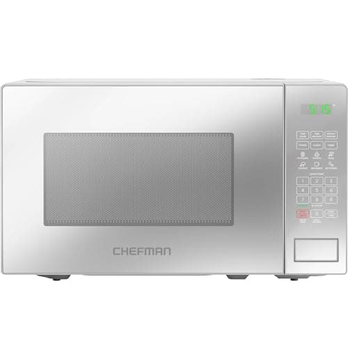 Image of Chefman 20L 800W Microwave Oven with Mirror Finish, 6 Presets, 10 Power Levels, Digital Display, Eco Mode, Memory Function, Mute Option, Child Safety Lock