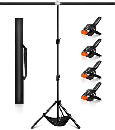 Image of ManaPina Backdrop Stand Kit 5 x 6.5 ft Green Screen Stand Height Adjustable Portable Small 2 x 2 M Background Stand for Streaming, Zoom, YouTube, Photography, Birthday Party, Tik Tok