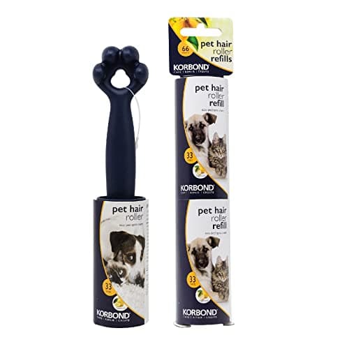 Image of Korbond Pet Lint Roller & Refill Set - One Lint Roller & Two Replacement Heads - 99 Sticky Sheets - Citrus Scented Adhesive Sheets Suitable For Use On All Fabric Types, Blue