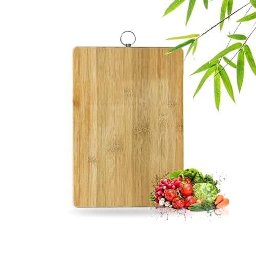 Image of Chopping Board Heavy Duty Cutting Board with Steel Hanging Hook Multipurpose Wooden Platter Board Chops Handy Board Home Kitchen Use Camping BBQ Chicken Meat Cheese Board 30x 20cm (1pc)