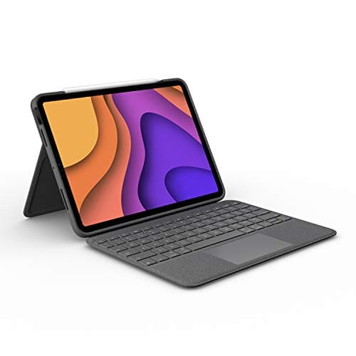 Image of Logitech Folio Touch iPad Keyboard Case with Trackpad and Smart Connector for Air 11-inch (M2 & M3), Air (4th & 5th gen), QWERTY UK/US INTL - Grey