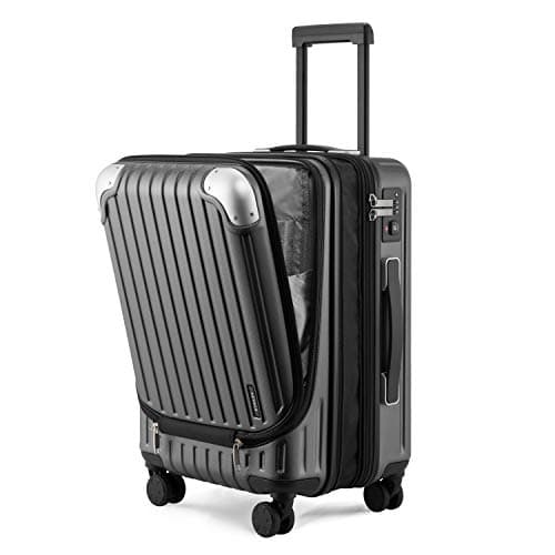 Image of LEVEL8 Carry-on Suitcase, 20-Inch with Laptop Compartment, Expandable Hand Luggage Case, ABS+PC Hardshell Spinner Trolley Lightweight 4 Wheels Cabin Size with TSA, Grey