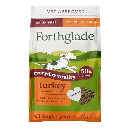 Image of Forthglade Dry Dog Food, Lightly Baked, (2kg), Hypoallergenic and Grain Free Dog Food, Adult 1 Year +, Turkey With Sweet Potato, Completed and Balanced Meal, 50% Single Source Protein