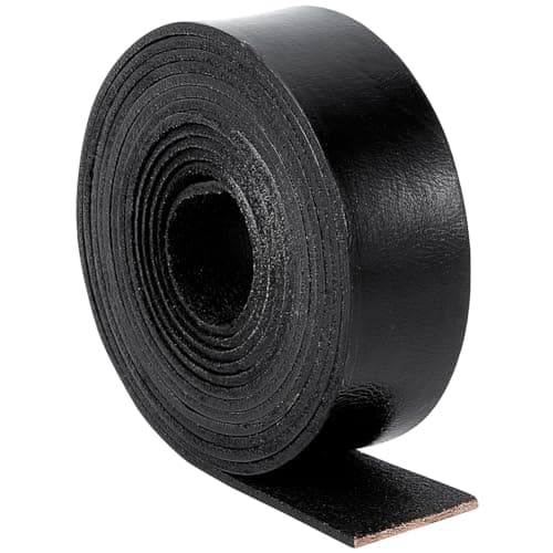 Image of GORGECRAFT 25mm x 2m Full Grain Buffalo Leather Strips Black Leather Strap 2mm Thick Genuine Flat Leather Cord Cowhide Braiding Thread Rope for Bracelets Jewelry Making Handles Guitar Belts DIY Crafts