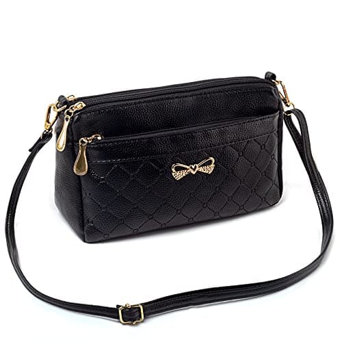 Image of FULEI Crossbody Bag for Women Small Soft PU Leather Ladies Handbags Black Shoulder Purse