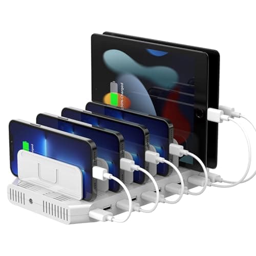 Image of Unitek Multi Charging Station, 10-Port USB Charger for Multiple Device with SmartIC Tech and Adjustable Dividers, Organizer Stand Compatible with iPad, Tablet, Kindle, iPhone