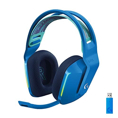Image of Logitech G G733 Lightspeed Wireless Gaming Headset with suspension headband, LIGHTSYNC RGB, Blue VO!CE mic technology and PRO-G audio drivers, Lightweight, 29 Hour battery life, 20m range - Blue