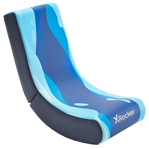 Image of X-Rocker Kids Gaming Chair Foldable Video Rocker Floor Rocker for Kids and Juniors, Low Folding Rocking Seat, Rocking Chair for Gaming, Console Gaming Chair for Kids - Lava Edition - Blue