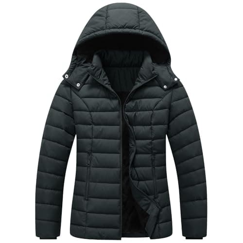 Image of Womens Down Jackets Warm Hooded Coats Padded Lined Jackets with Hood Quilted Jacket Softshell Outerwear Windproof Zip Up Coats with Pockets Long Sleeve Casual Streetwear Autumn Winter