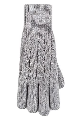 Image of HEAT HOLDERS SOCKSHOP Ladies Willow Cable Gloves Pack of 1 Light Grey S-M