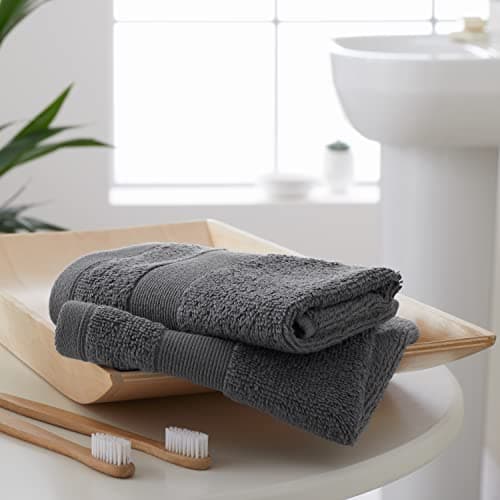 Image of Catherine Lansfield Bathroom Anti-Bacterial Face Cloth Pair Charcoal TW/55660/W/FC2/CHC