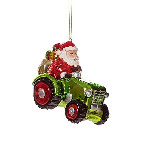 Image of Sass & Belle Santa on a Tractor Shaped Bauble